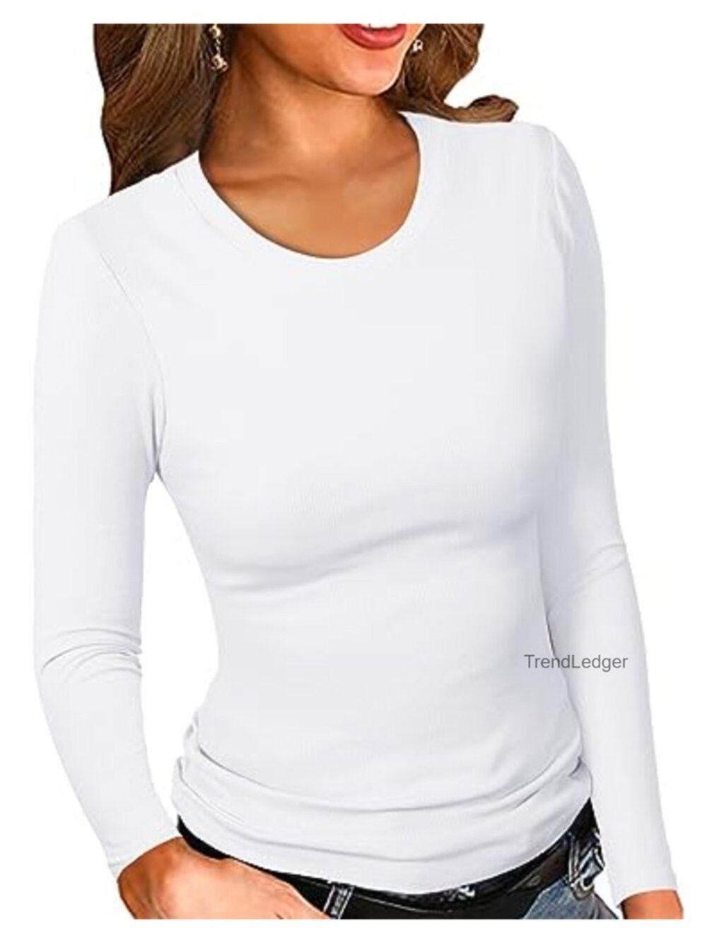 Ribbed Long Sleeve Crew Neck Slim Fit Layering Tee Top
